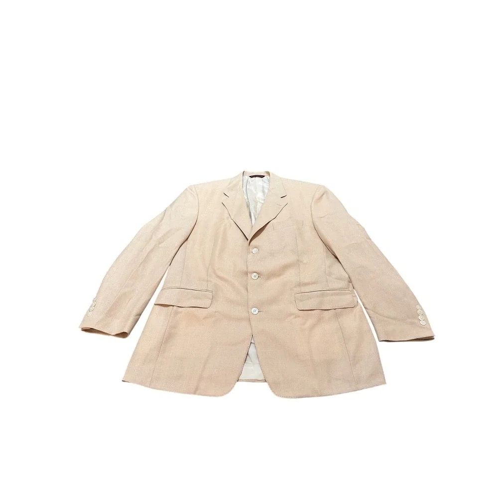 Michael Hayes Newport Mens Tall Long Blazer Jacket Beige‎ 44 Wool Silk Blend